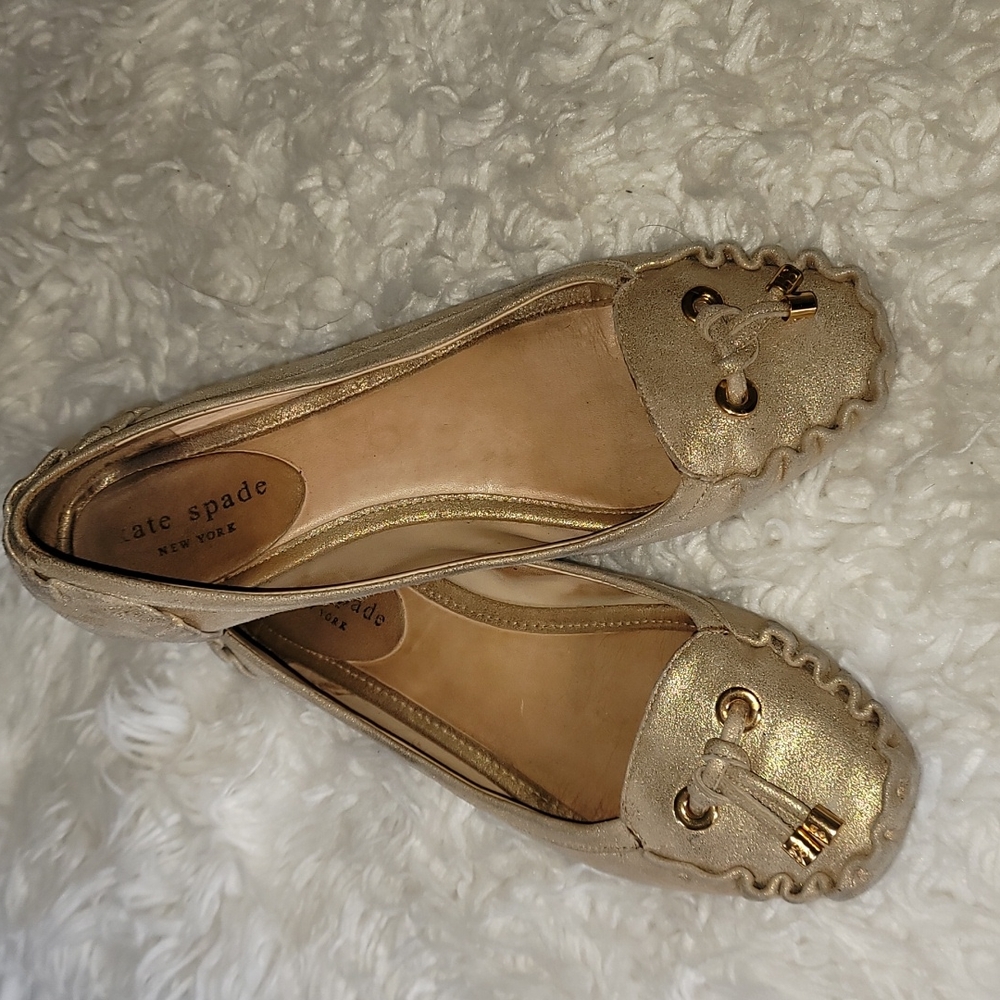 Golden Kate Spade Loafers